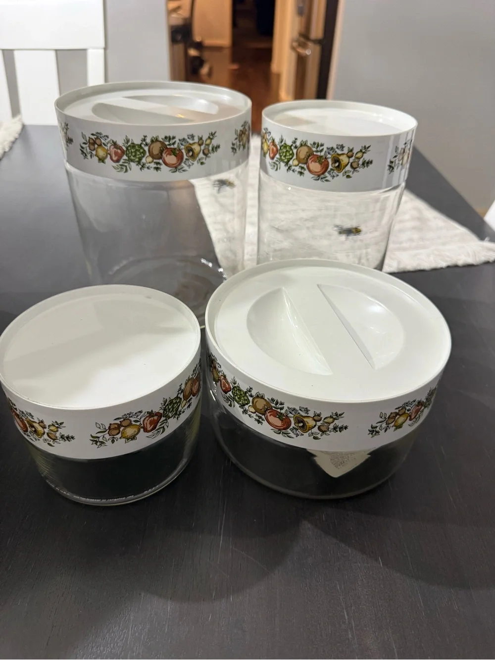 Pyrex White Floral-Lid Canister Set with Clear Jars